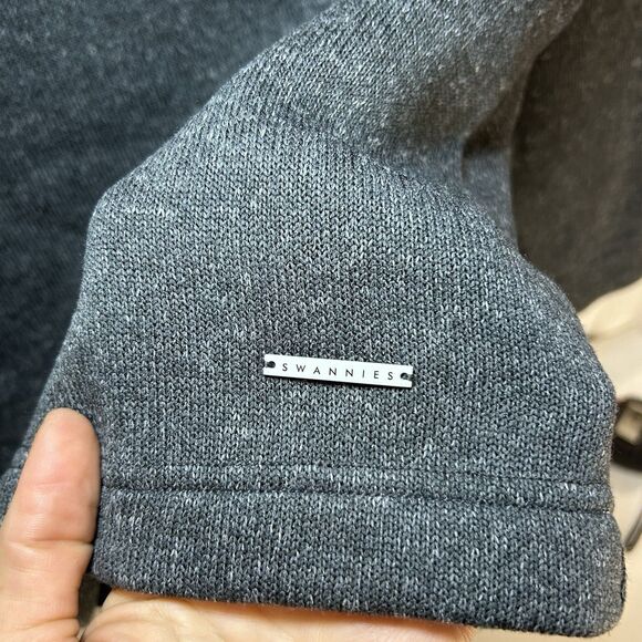 Swannies Golf Wolff Fleece Pullover 1/4 Snap Men’s large Charcoal-Navy Pullover - Picture 3 of 8